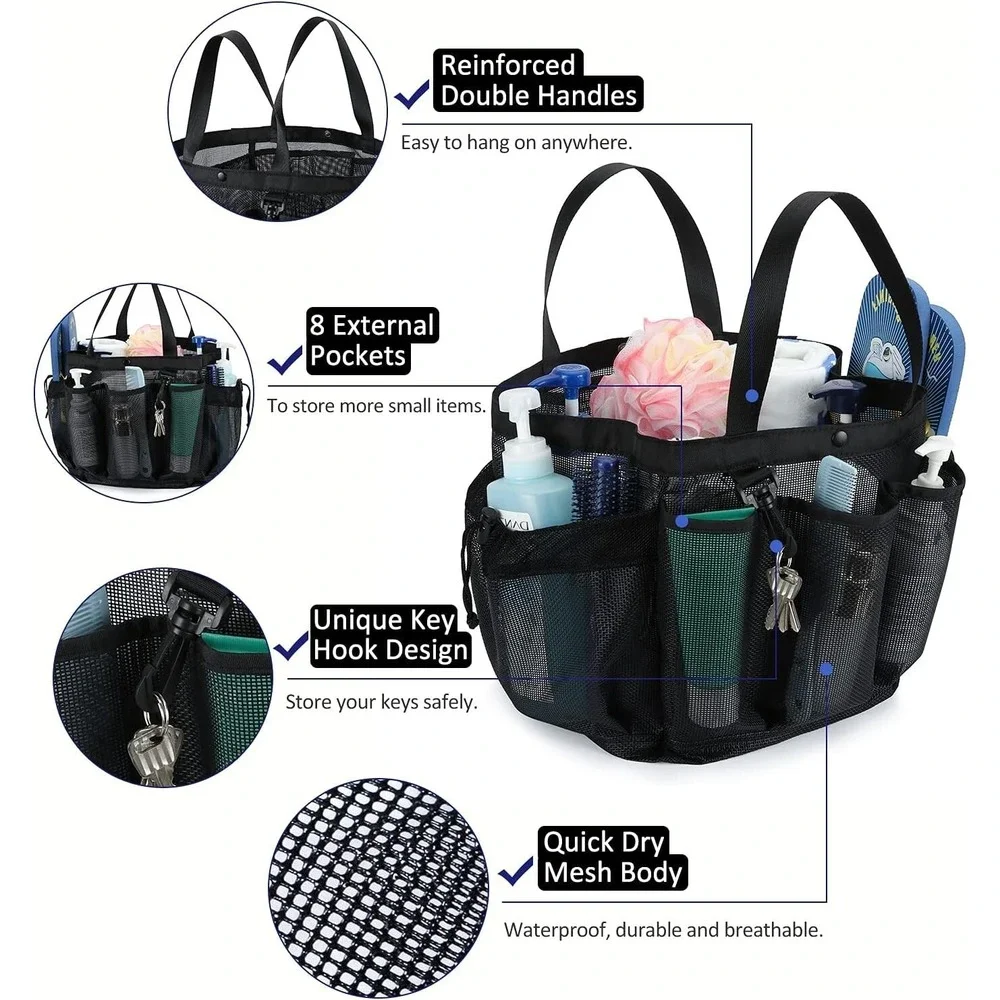Large Mesh Shower Caddy Portable Travel College Dorm Organizer Storage Basket